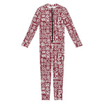 Red African Adinkra Tribe Symbols Jumpsuit