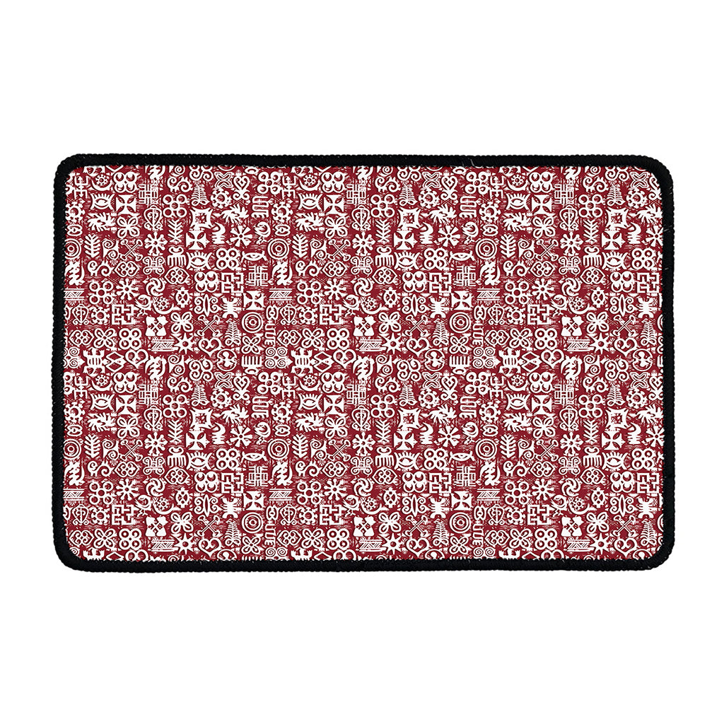 Red African Adinkra Tribe Symbols Kitchen Mat