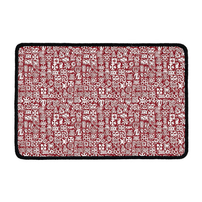 Red African Adinkra Tribe Symbols Kitchen Mat