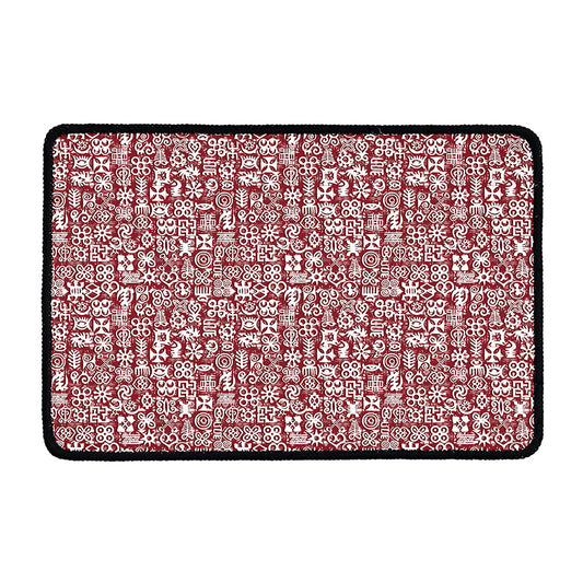 Red African Adinkra Tribe Symbols Kitchen Mat