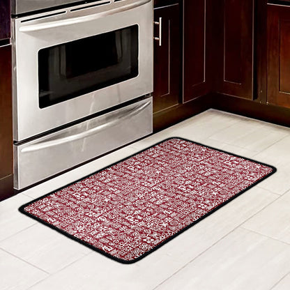 Red African Adinkra Tribe Symbols Kitchen Mat