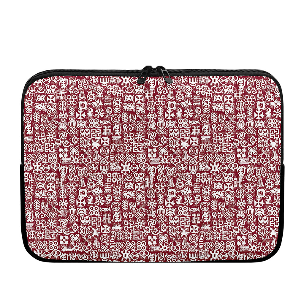 Red African Adinkra Tribe Symbols Laptop Sleeve