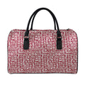 Red African Adinkra Tribe Symbols Leather Duffel Bag