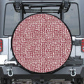 Red African Adinkra Tribe Symbols Leather Spare Tire Cover