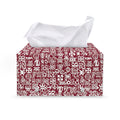 Red African Adinkra Tribe Symbols Leather Tissue Box Cover