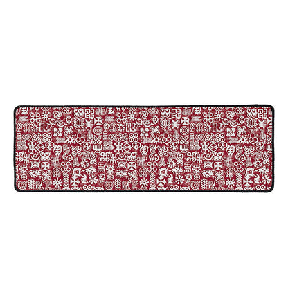 Red African Adinkra Tribe Symbols Long Kitchen Mat