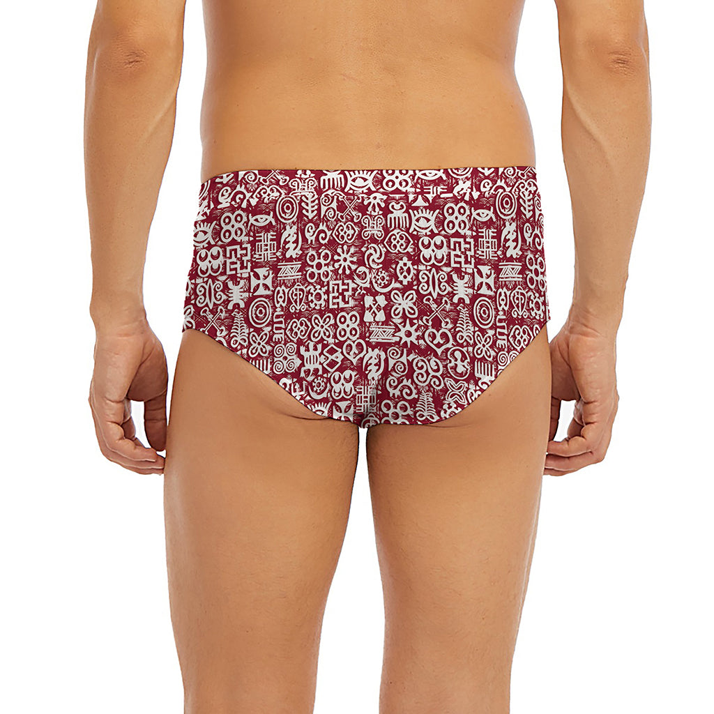 Red African Adinkra Tribe Symbols Men's Briefs