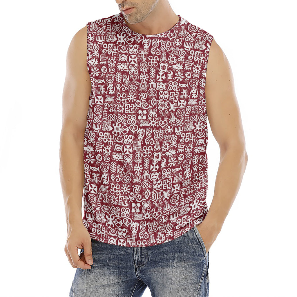 Red African Adinkra Tribe Symbols Men's Fitness Tank Top