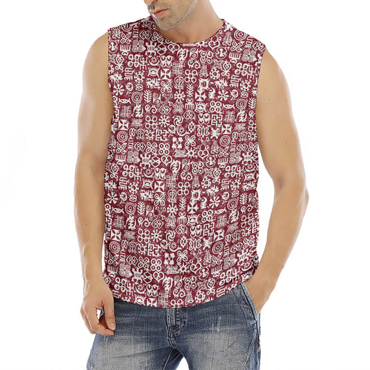 Red African Adinkra Tribe Symbols Men's Fitness Tank Top