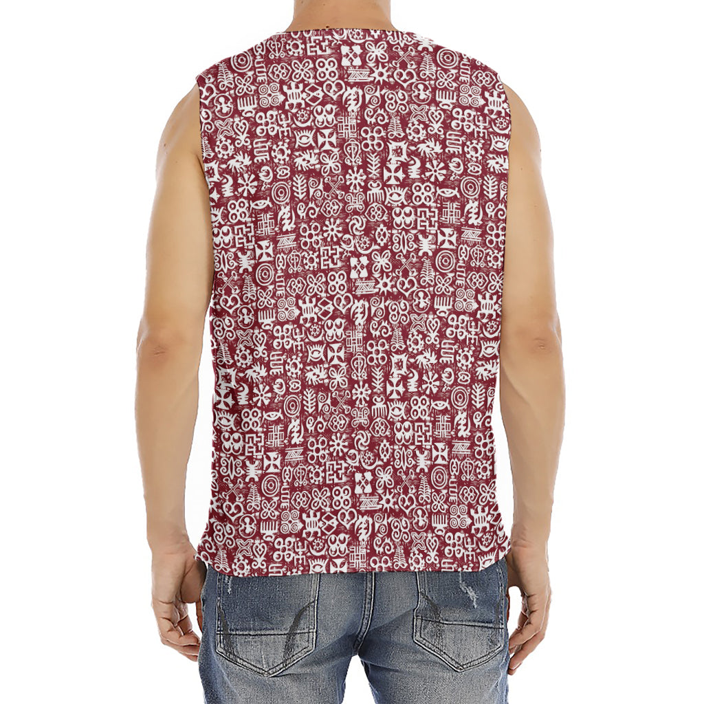 Red African Adinkra Tribe Symbols Men's Fitness Tank Top