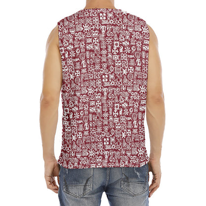 Red African Adinkra Tribe Symbols Men's Fitness Tank Top