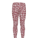 Red African Adinkra Tribe Symbols Men's leggings