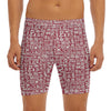 Red African Adinkra Tribe Symbols Men's Long Boxer Briefs