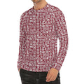 Red African Adinkra Tribe Symbols Men's Long Sleeve Rash Guard