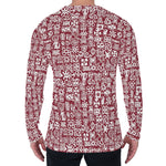 Red African Adinkra Tribe Symbols Men's Long Sleeve T-Shirt