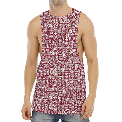 Red African Adinkra Tribe Symbols Men's Muscle Tank Top