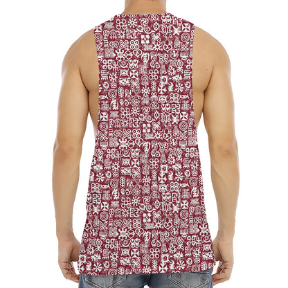 Red African Adinkra Tribe Symbols Men's Muscle Tank Top