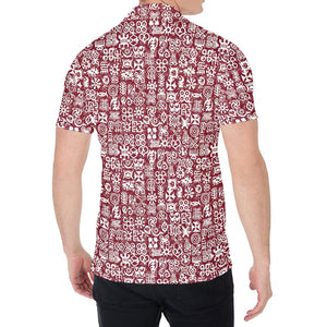 Red African Adinkra Tribe Symbols Men's Shirt