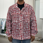 Red African Adinkra Tribe Symbols Men's Shirt Jacket