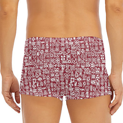 Red African Adinkra Tribe Symbols Men's Short Boxer Briefs