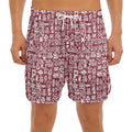 Red African Adinkra Tribe Symbols Men's Split Running Shorts
