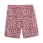 Red African Adinkra Tribe Symbols Men's Sports Shorts