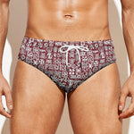 Red African Adinkra Tribe Symbols Men's Swim Briefs