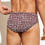 Red African Adinkra Tribe Symbols Men's Swim Briefs