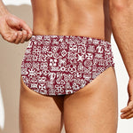 Red African Adinkra Tribe Symbols Men's Swim Briefs