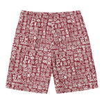 Red African Adinkra Tribe Symbols Men's Swim Trunks