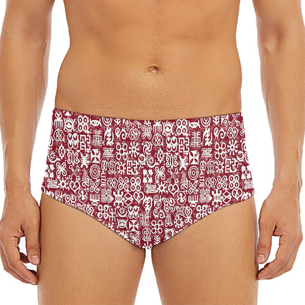 Red African Adinkra Tribe Symbols Men's Triangle Swim Briefs
