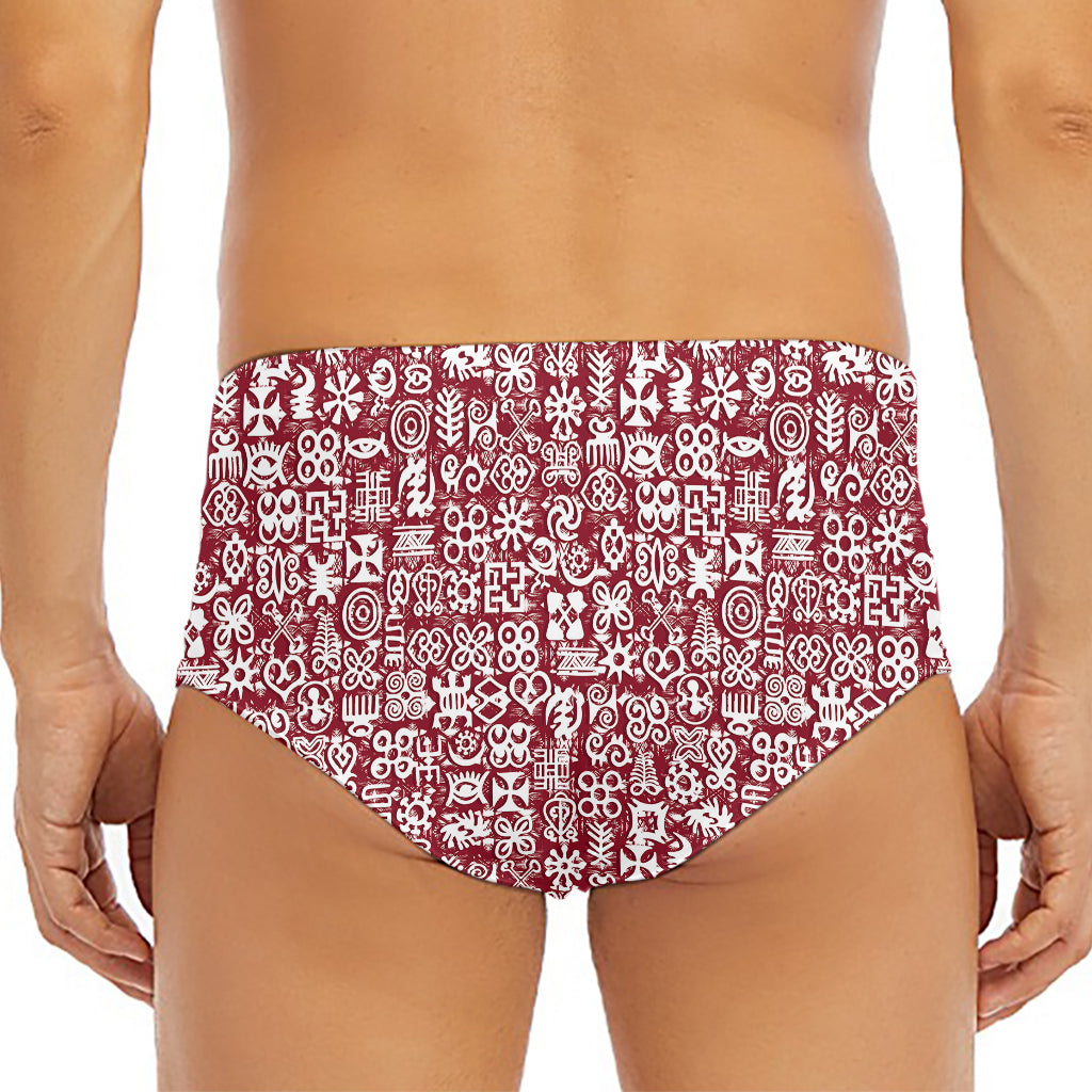 Red African Adinkra Tribe Symbols Men's Triangle Swim Briefs