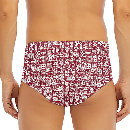 Red African Adinkra Tribe Symbols Men's Triangle Swim Briefs