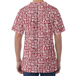 Red African Adinkra Tribe Symbols Men's Velvet T-Shirt