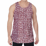 Red African Adinkra Tribe Symbols Men's Velvet Tank Top