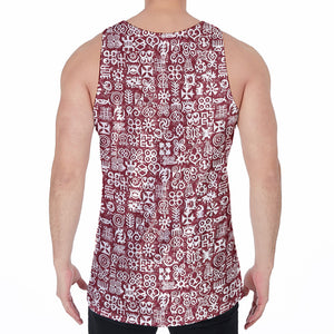 Red African Adinkra Tribe Symbols Men's Velvet Tank Top