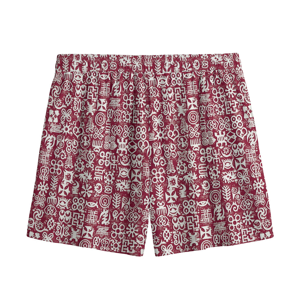 Red African Adinkra Tribe Symbols Mesh Shorts