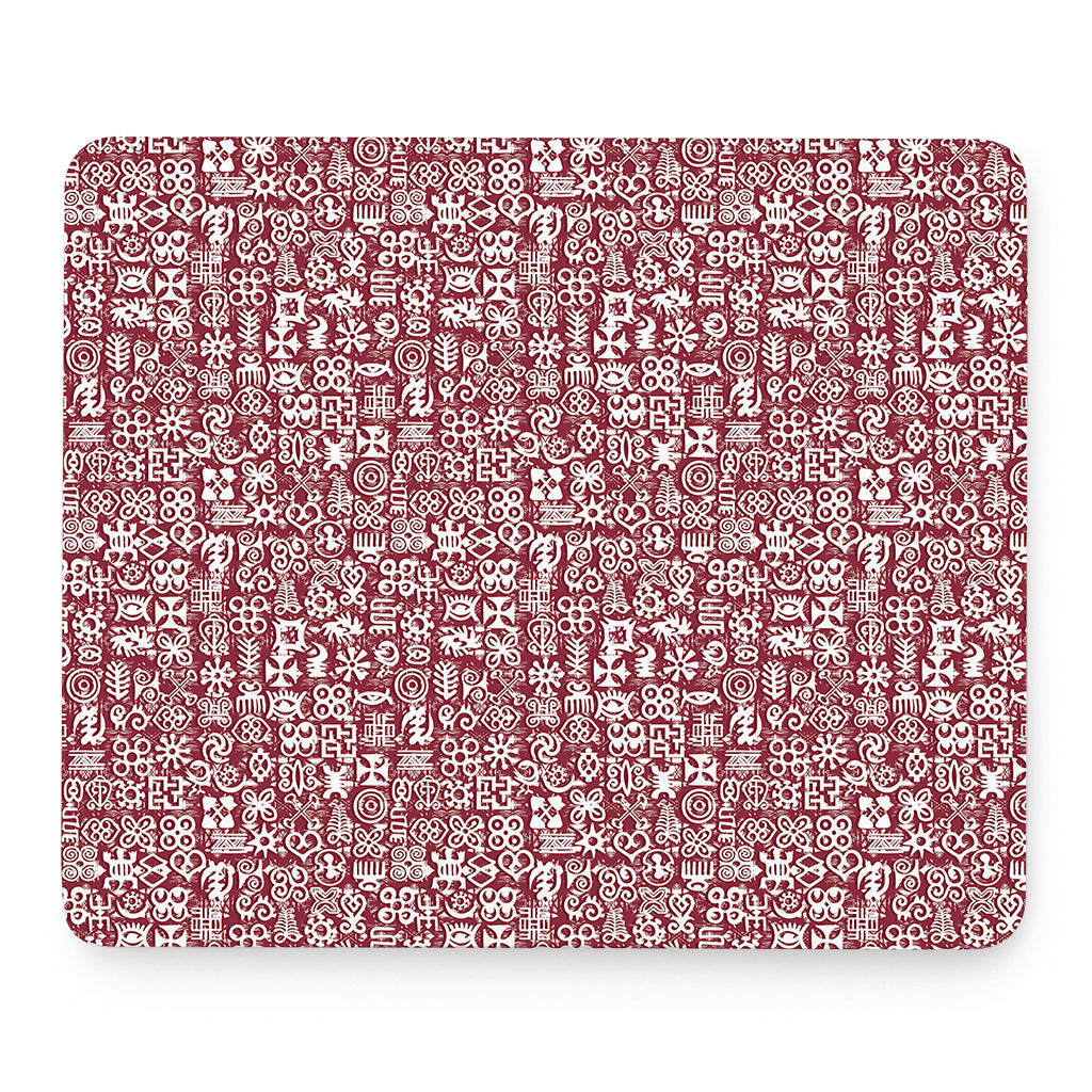 Red African Adinkra Tribe Symbols Mouse Pad