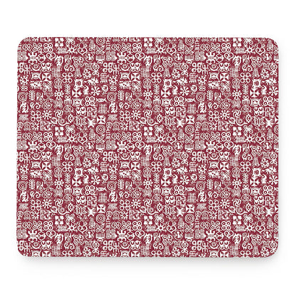 Red African Adinkra Tribe Symbols Mouse Pad