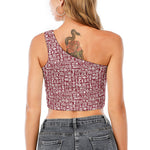 Red African Adinkra Tribe Symbols One Shoulder Crop Top