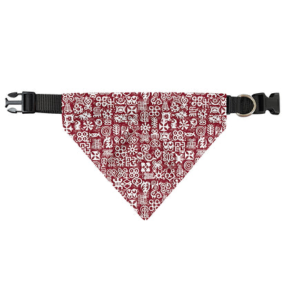 Red African Adinkra Tribe Symbols Over The Collar Dog Bandana