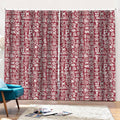 Red African Adinkra Tribe Symbols Pencil Pleat Curtains