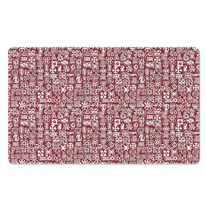 Red African Adinkra Tribe Symbols Polyester Doormat