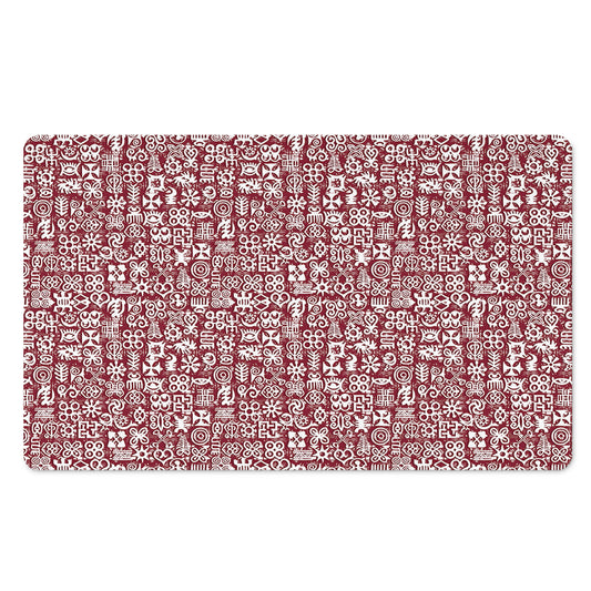 Red African Adinkra Tribe Symbols Polyester Doormat