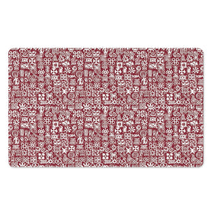 Red African Adinkra Tribe Symbols Polyester Doormat