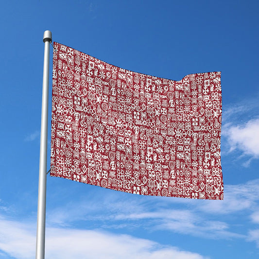 Red African Adinkra Tribe Symbols Polyester Flag