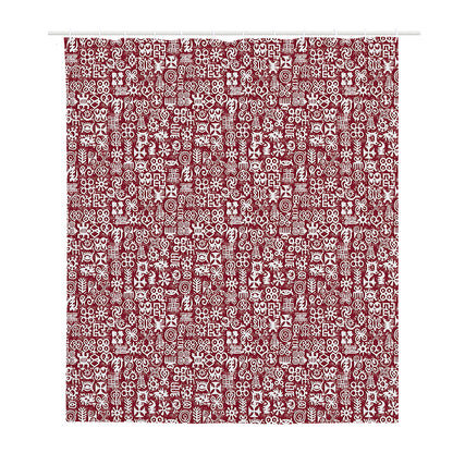 Red African Adinkra Tribe Symbols Polyester Shower Curtain