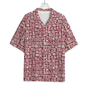 Red African Adinkra Tribe Symbols Rayon Hawaiian Shirt