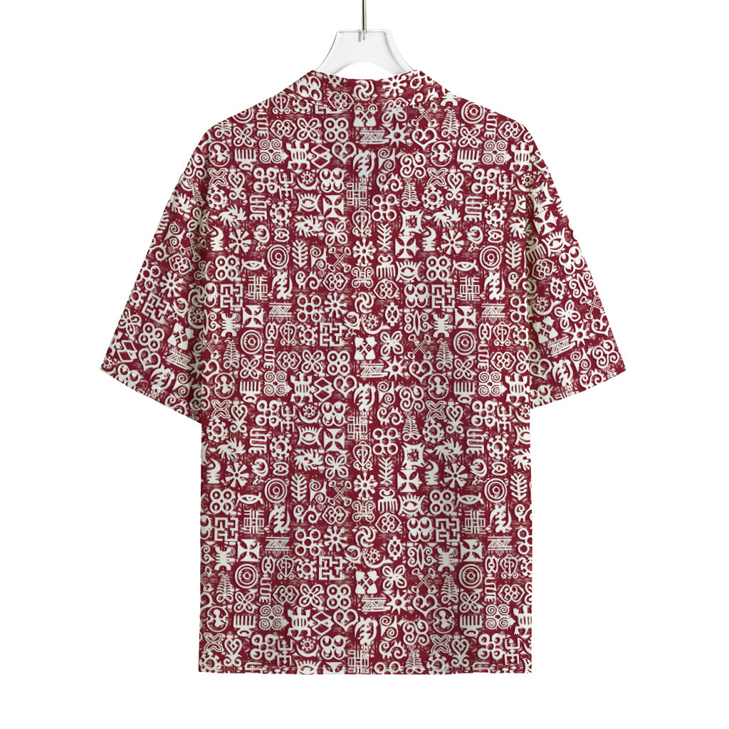 Red African Adinkra Tribe Symbols Rayon Hawaiian Shirt