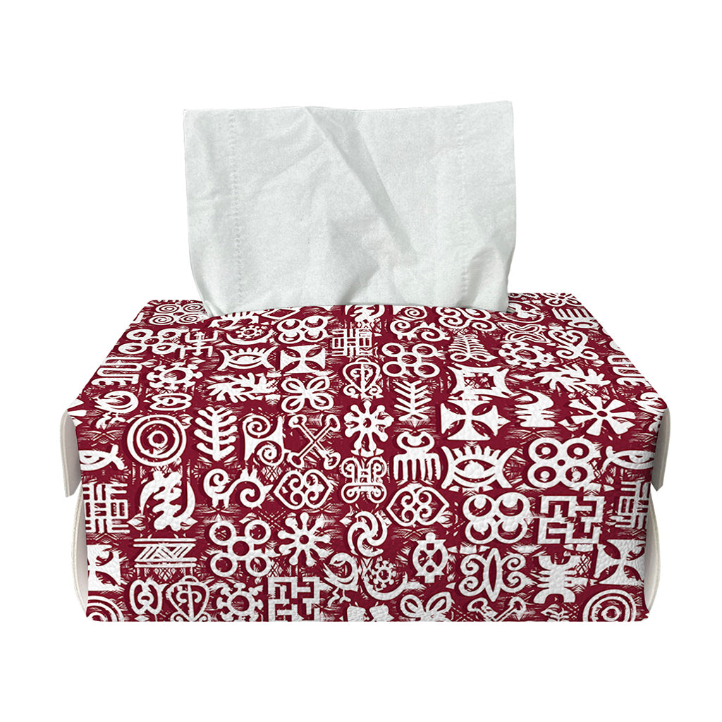Red African Adinkra Tribe Symbols Rectangle Tissue Box Cover
